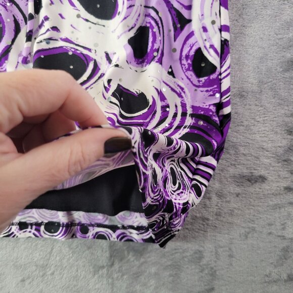 My Michelle Women Dress 14 Purple Black White Abstract Circle 70s Retro Cocktail - Picture 7 of 11